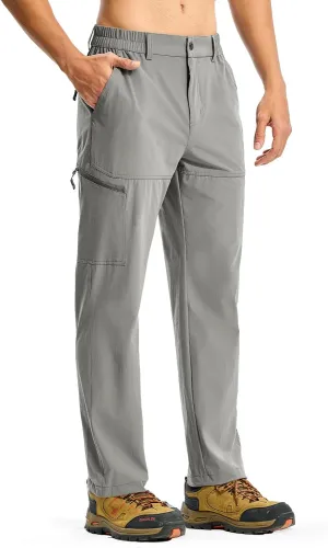 BGOWATU Men's Lightweight Hiking Travel Pants Quick Dry Water Resistant Athletic Joggers Zipper Pockets Cargo Workout Casual