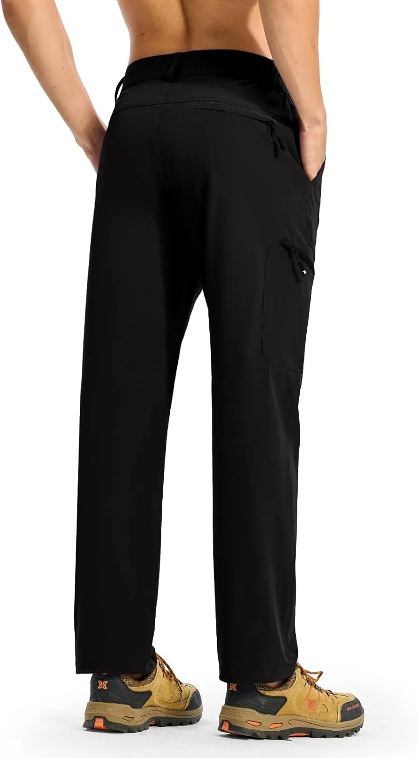 BGOWATU Men's Lightweight Hiking Travel Pants Quick Dry Water Resistant Athletic Joggers Zipper Pockets Cargo Workout Casual