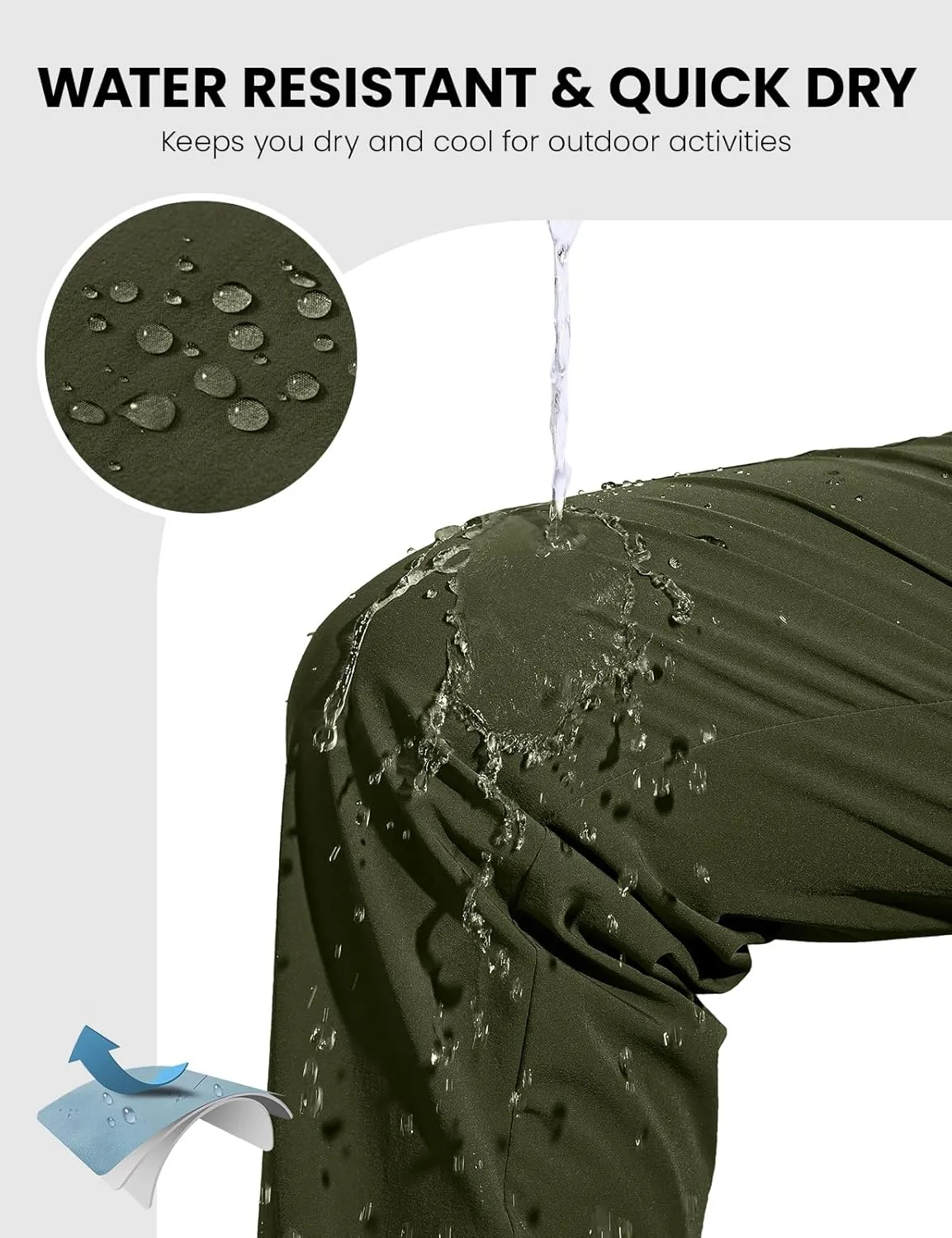 BGOWATU Men's Lightweight Hiking Travel Pants Quick Dry Water Resistant Athletic Joggers Zipper Pockets Cargo Workout Casual