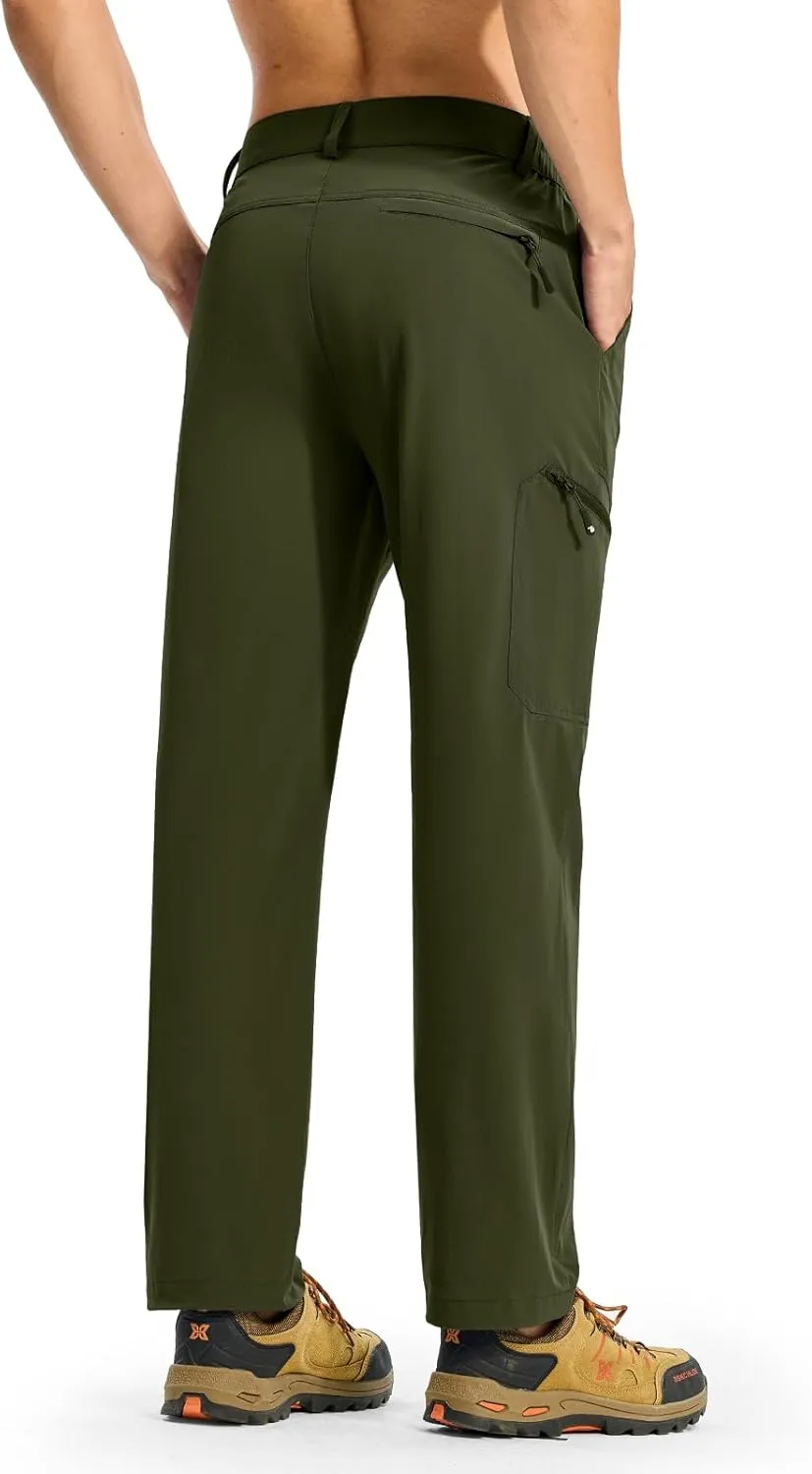 BGOWATU Men's Lightweight Hiking Travel Pants Quick Dry Water Resistant Athletic Joggers Zipper Pockets Cargo Workout Casual