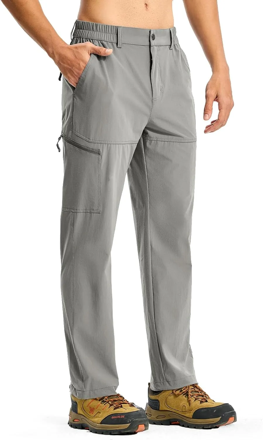 BGOWATU Men's Lightweight Hiking Travel Pants Quick Dry Water Resistant Athletic Joggers Zipper Pockets Cargo Workout Casual