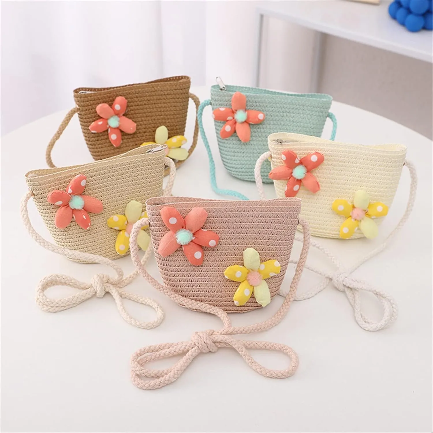 BILIKEYU Summer Hat Bag Set Woven Wide Brim Sun Beach Hats with Shoulder Bag Outdoor Outfit Set for Girls Kids