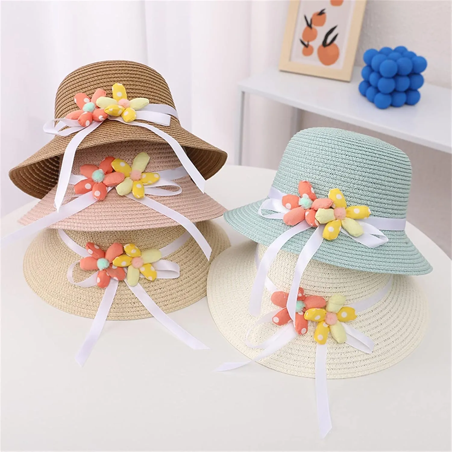 BILIKEYU Summer Hat Bag Set Woven Wide Brim Sun Beach Hats with Shoulder Bag Outdoor Outfit Set for Girls Kids