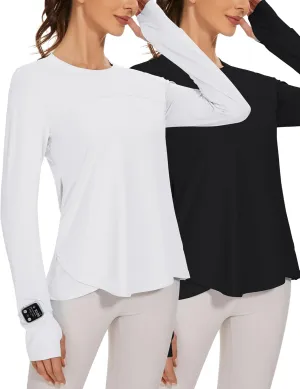 Blingfit Women's Workout Tops Long Sleeve Running Hiking Athletic Gym Shirts Lightweight UPF50  UV Rash Guard Sun Protection