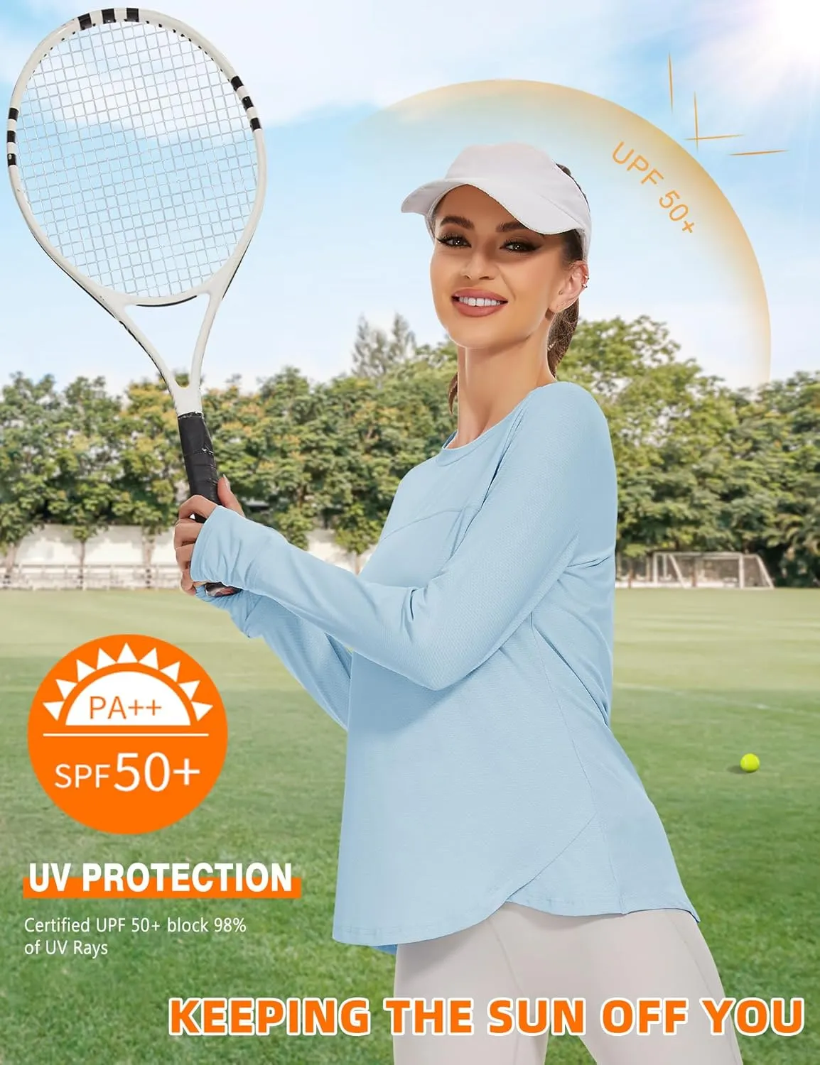 Blingfit Women's Workout Tops Long Sleeve Running Hiking Athletic Gym Shirts Lightweight UPF50  UV Rash Guard Sun Protection