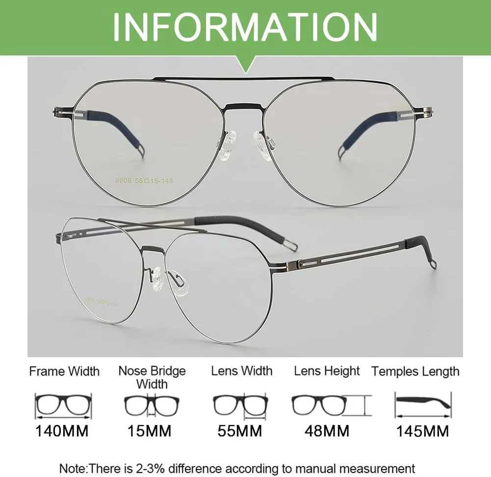 Blue Light Blocking Reading Glasses for Women Men 70S Style Double Bridge Oval Titanium Frame Computer Readers Glasses