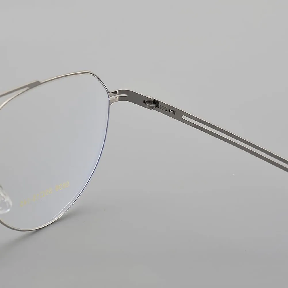 Blue Light Blocking Reading Glasses for Women Men 70S Style Double Bridge Oval Titanium Frame Computer Readers Glasses