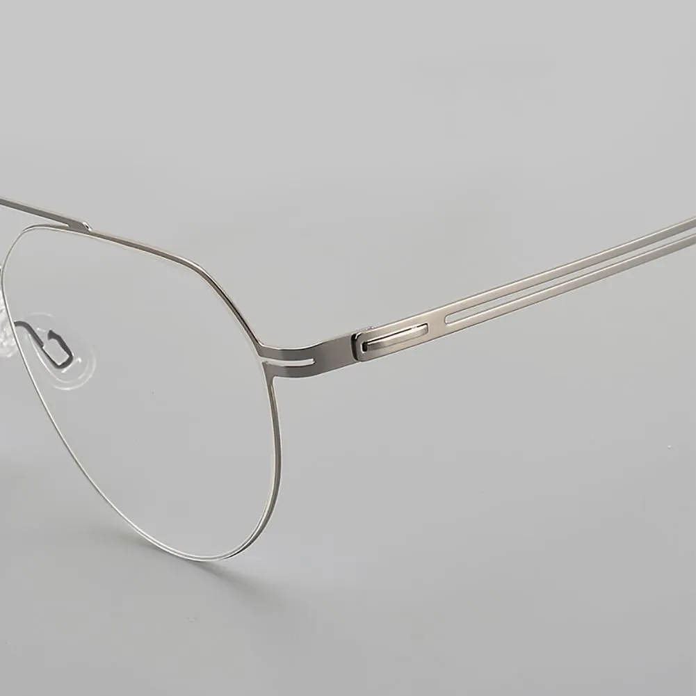 Blue Light Blocking Reading Glasses for Women Men 70S Style Double Bridge Oval Titanium Frame Computer Readers Glasses