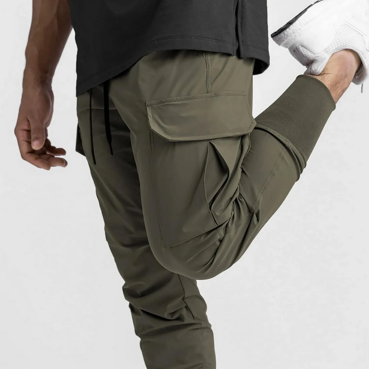 BOOMLEMON Mens Slim Cargo Jogger Pants Lightweight Workout Track Pants Athletic Gym Running Sweatpants with Pockets