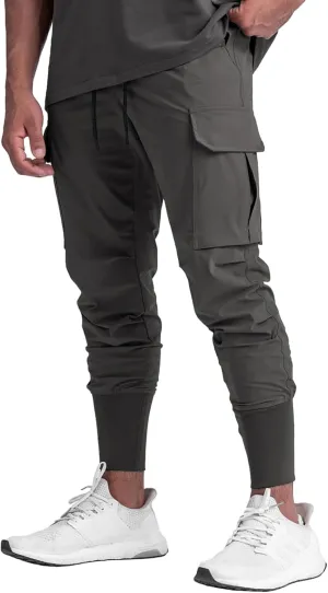 BOOMLEMON Mens Slim Cargo Jogger Pants Lightweight Workout Track Pants Athletic Gym Running Sweatpants with Pockets