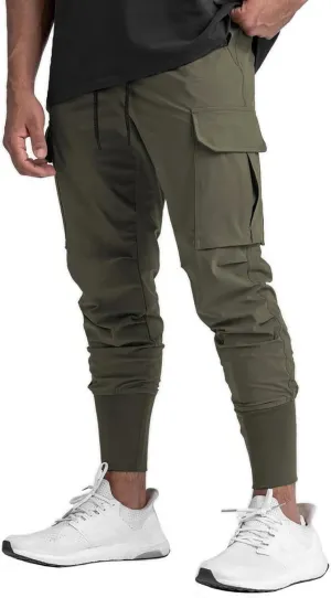 BOOMLEMON Mens Slim Cargo Jogger Pants Lightweight Workout Track Pants Athletic Gym Running Sweatpants with Pockets