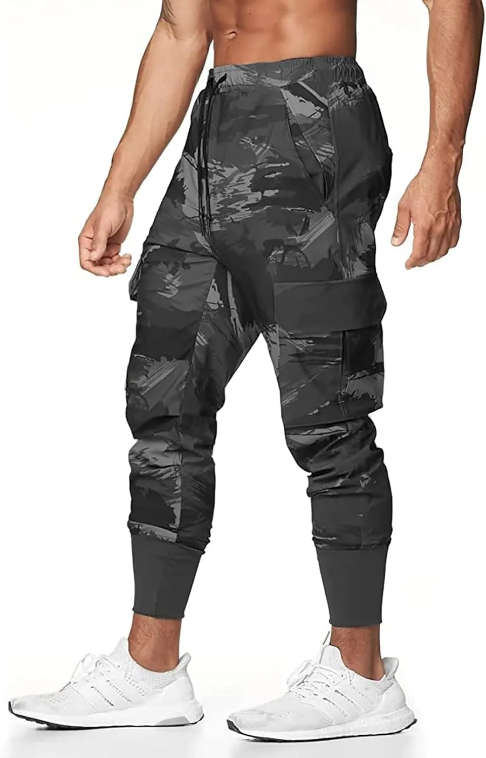 BOOMLEMON Mens Slim Cargo Jogger Pants Lightweight Workout Track Pants Athletic Gym Running Sweatpants with Pockets