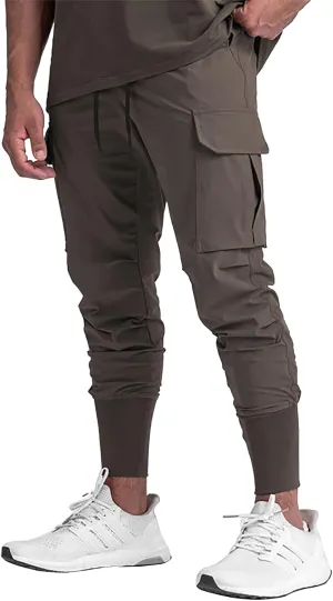 BOOMLEMON Mens Slim Cargo Jogger Pants Lightweight Workout Track Pants Athletic Gym Running Sweatpants with Pockets