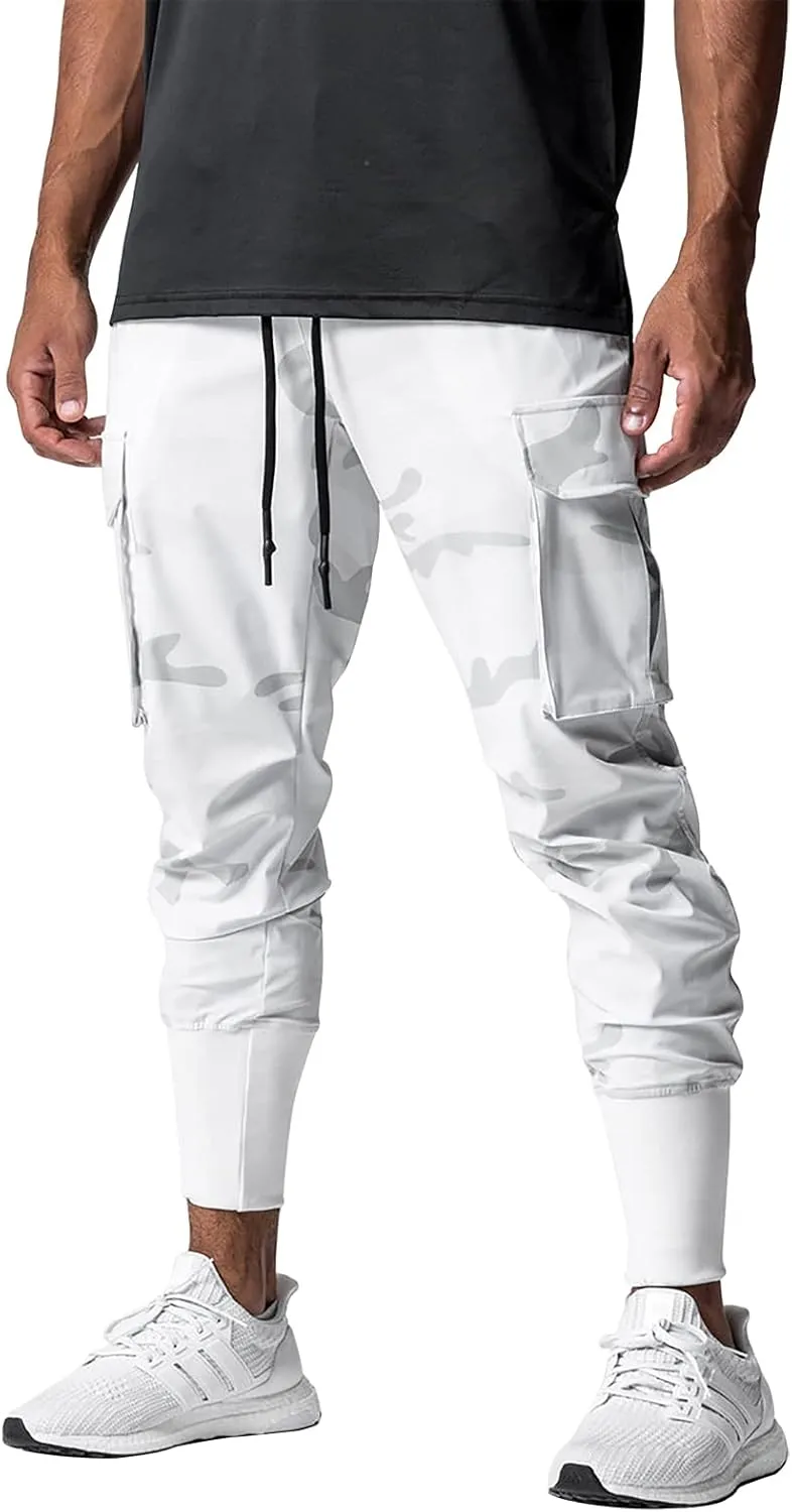 BOOMLEMON Mens Slim Cargo Jogger Pants Lightweight Workout Track Pants Athletic Gym Running Sweatpants with Pockets