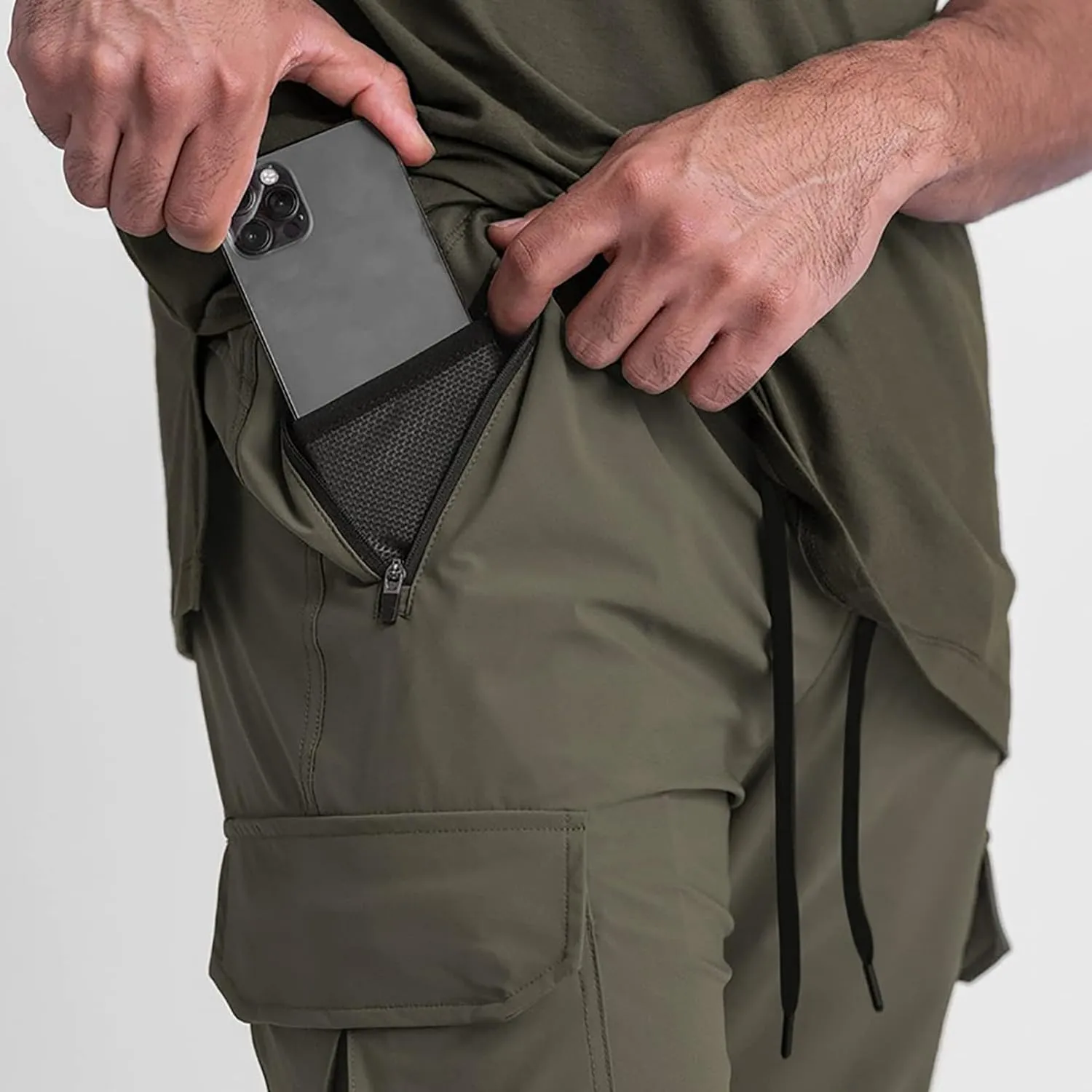 BOOMLEMON Mens Slim Cargo Jogger Pants Lightweight Workout Track Pants Athletic Gym Running Sweatpants with Pockets