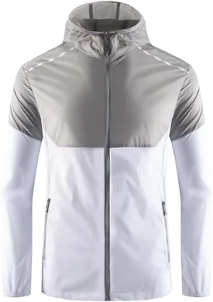 Cambkatl Men's Sun Protection Hoodies Colorblock Full Zip Long Sleeve Loose Summer Lightweight Outdoor Sunscreen Shirts