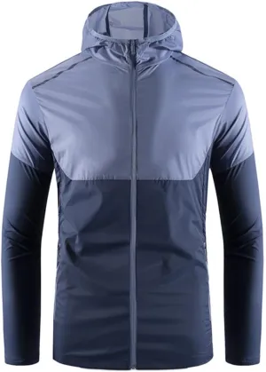 Cambkatl Men's Sun Protection Hoodies Colorblock Full Zip Long Sleeve Loose Summer Lightweight Outdoor Sunscreen Shirts