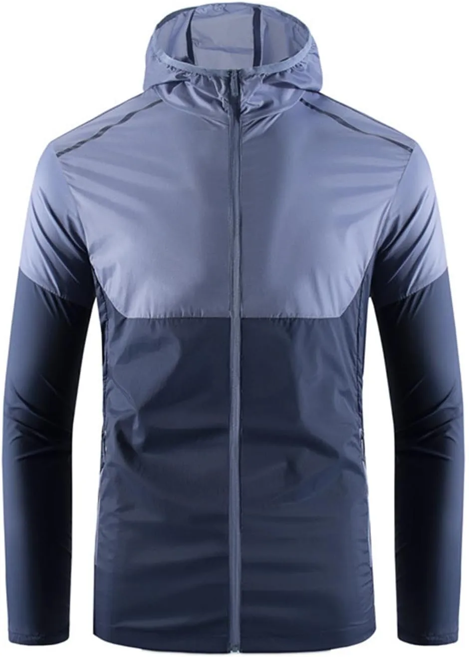 Cambkatl Men's Sun Protection Hoodies Colorblock Full Zip Long Sleeve Loose Summer Lightweight Outdoor Sunscreen Shirts
