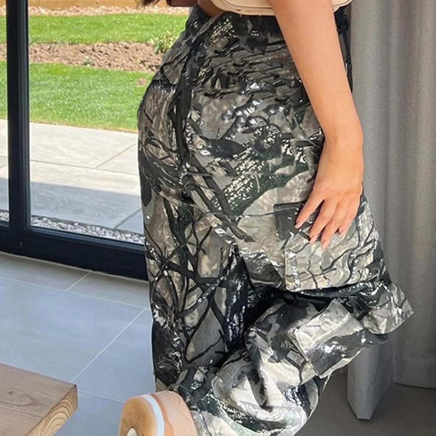 Camouflage Pants for Women Low Waist Baggy Straight Leg Trousers Military Combat Army Camo Cargo Pants Y2K Streetwear