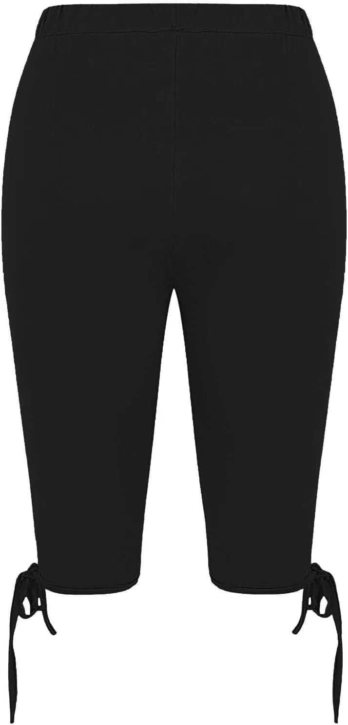 Capri Leggings for Women Fabric Bow Tie Belt Peach Hip Tight Waist High Hip Movement Yoga Shorts Cropped Pants High