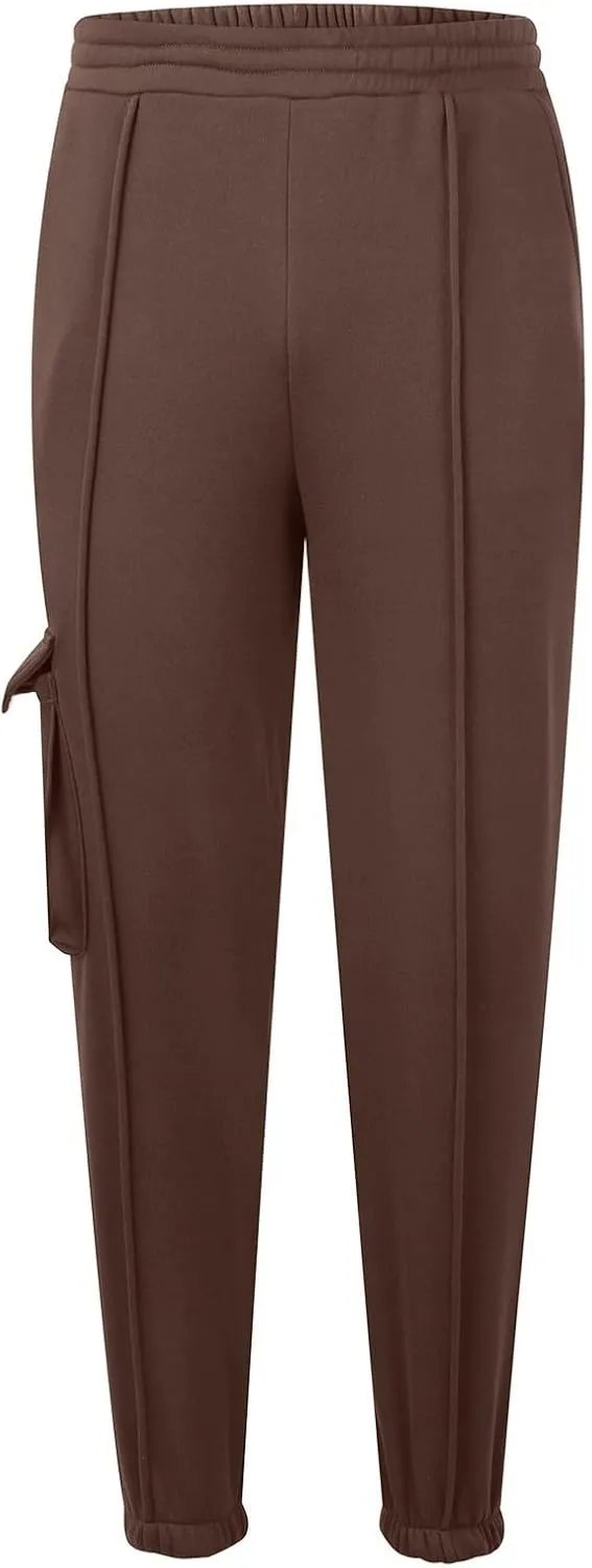 Cargo Joggers for Women Casual Fleece Lined Sweatpants Baggy High Waisted Cinch Bottom Cargo Sweatpants with Pockets
