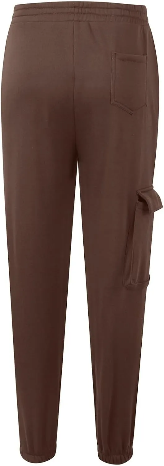 Cargo Joggers for Women Casual Fleece Lined Sweatpants Baggy High Waisted Cinch Bottom Cargo Sweatpants with Pockets