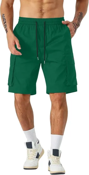 Cargo Shorts for Men Elastic Waist Drawstring Casual Pant 2025 Summer Relaxed Fit Comfy Work Shorts with Multi Pocket