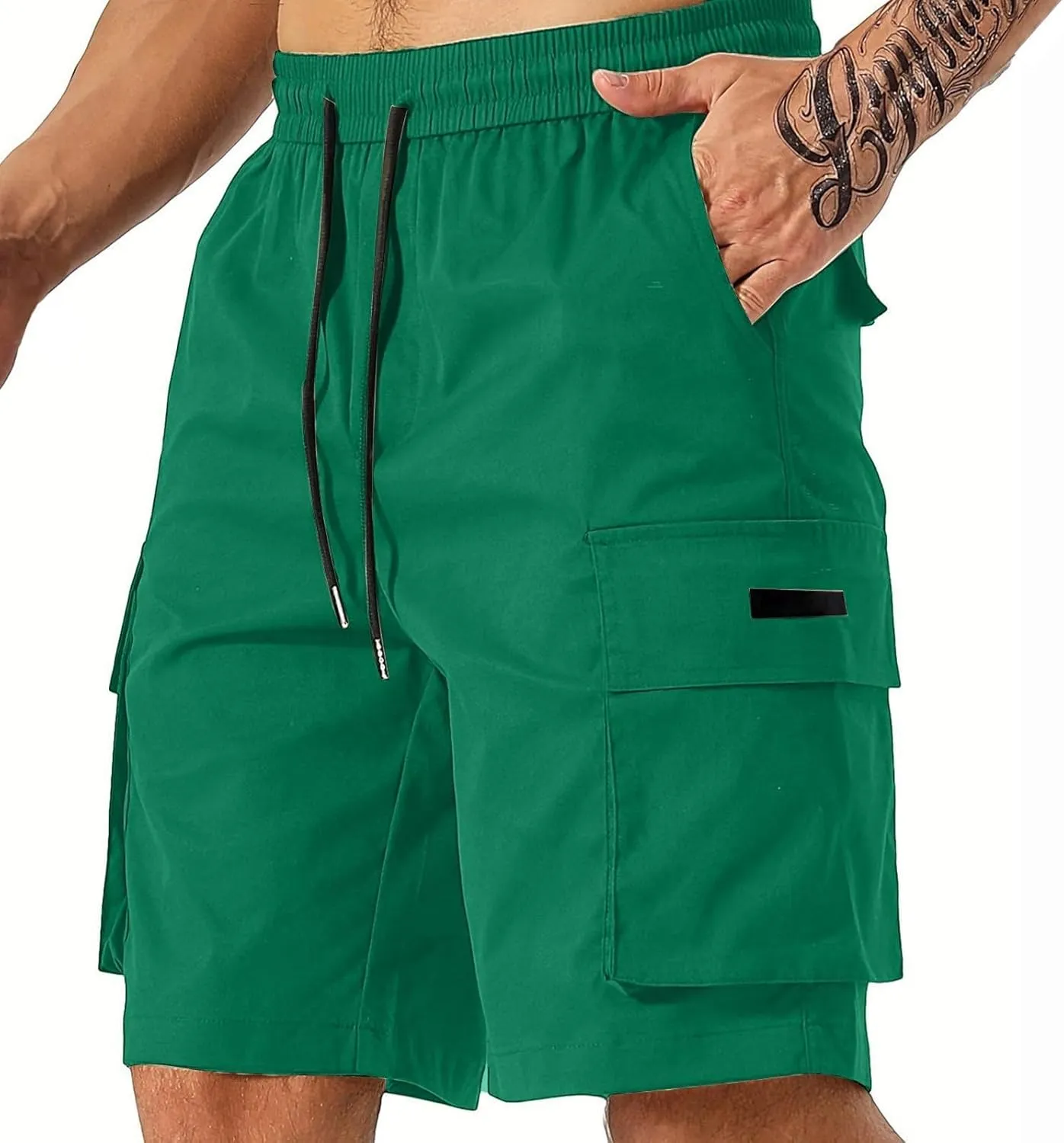 Cargo Shorts for Men Elastic Waist Drawstring Casual Pant 2025 Summer Relaxed Fit Comfy Work Shorts with Multi Pocket