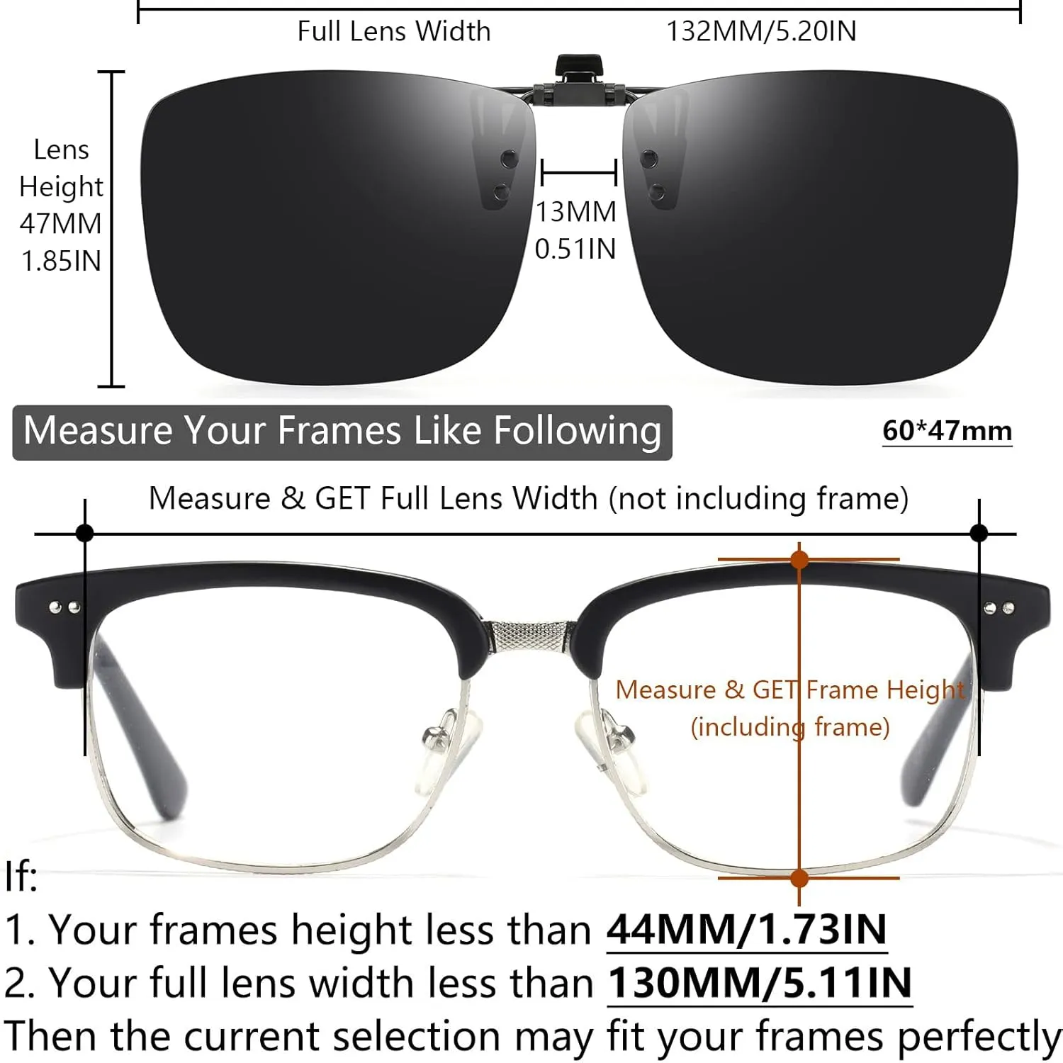 CAXMAN Polarized Clip On Sunglasses Over Prescription Glasses for Men Women UV Protection