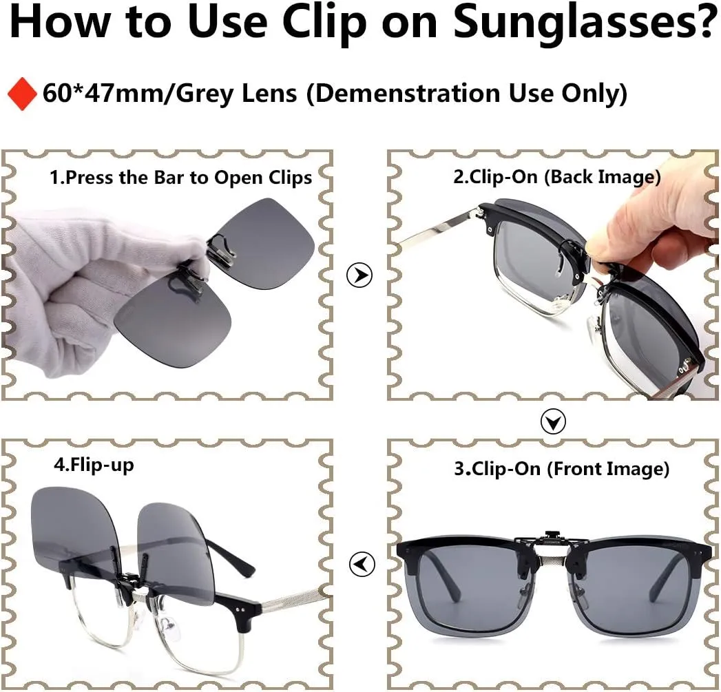 CAXMAN Polarized Clip On Sunglasses Over Prescription Glasses for Men Women UV Protection