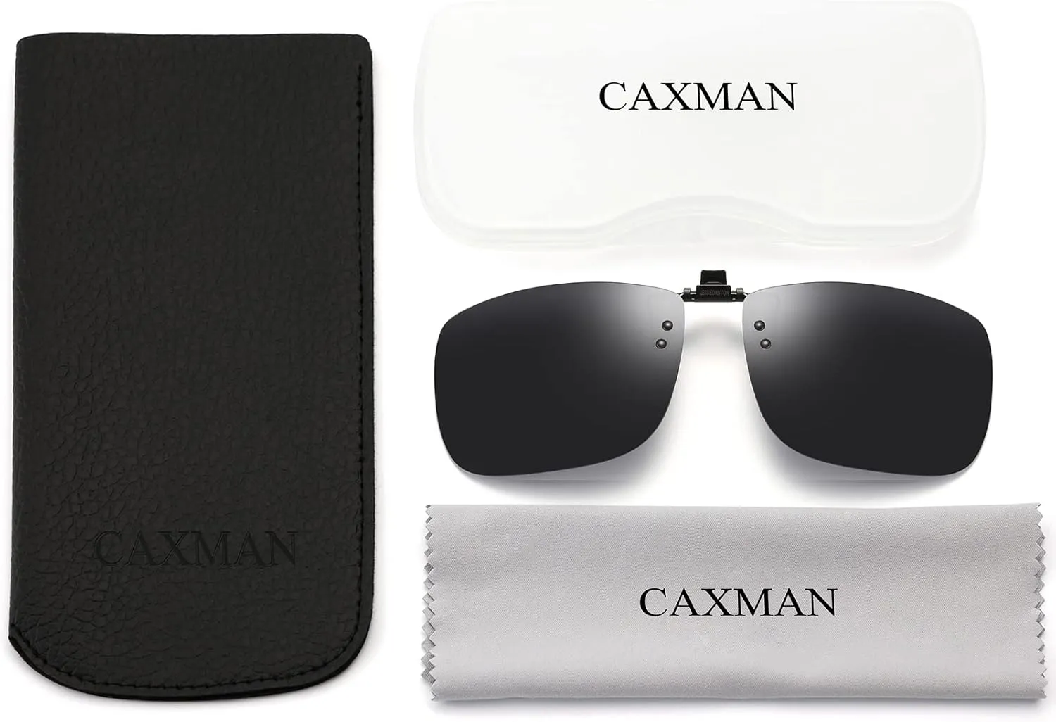 CAXMAN Polarized Clip On Sunglasses Over Prescription Glasses for Men Women UV Protection
