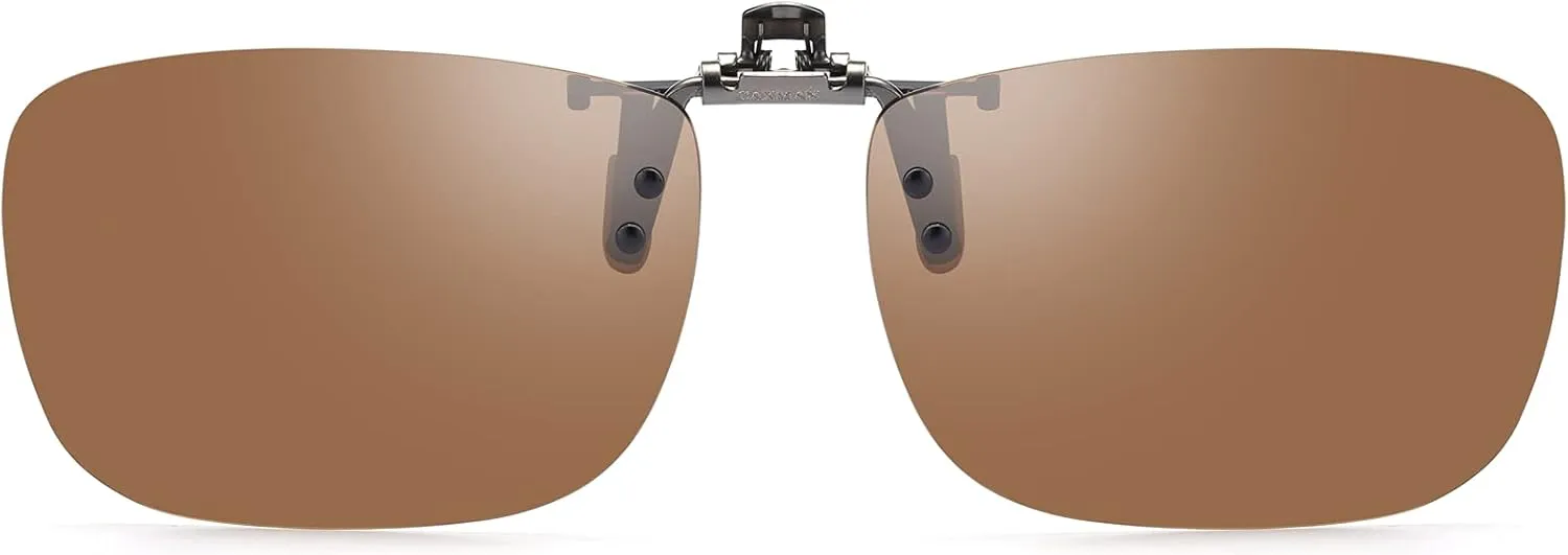 CAXMAN Polarized Clip On Sunglasses Over Prescription Glasses for Men Women UV Protection