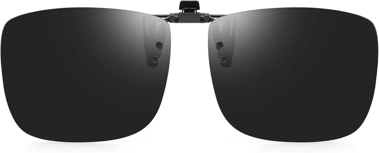 CAXMAN Polarized Clip On Sunglasses Over Prescription Glasses for Men Women UV Protection