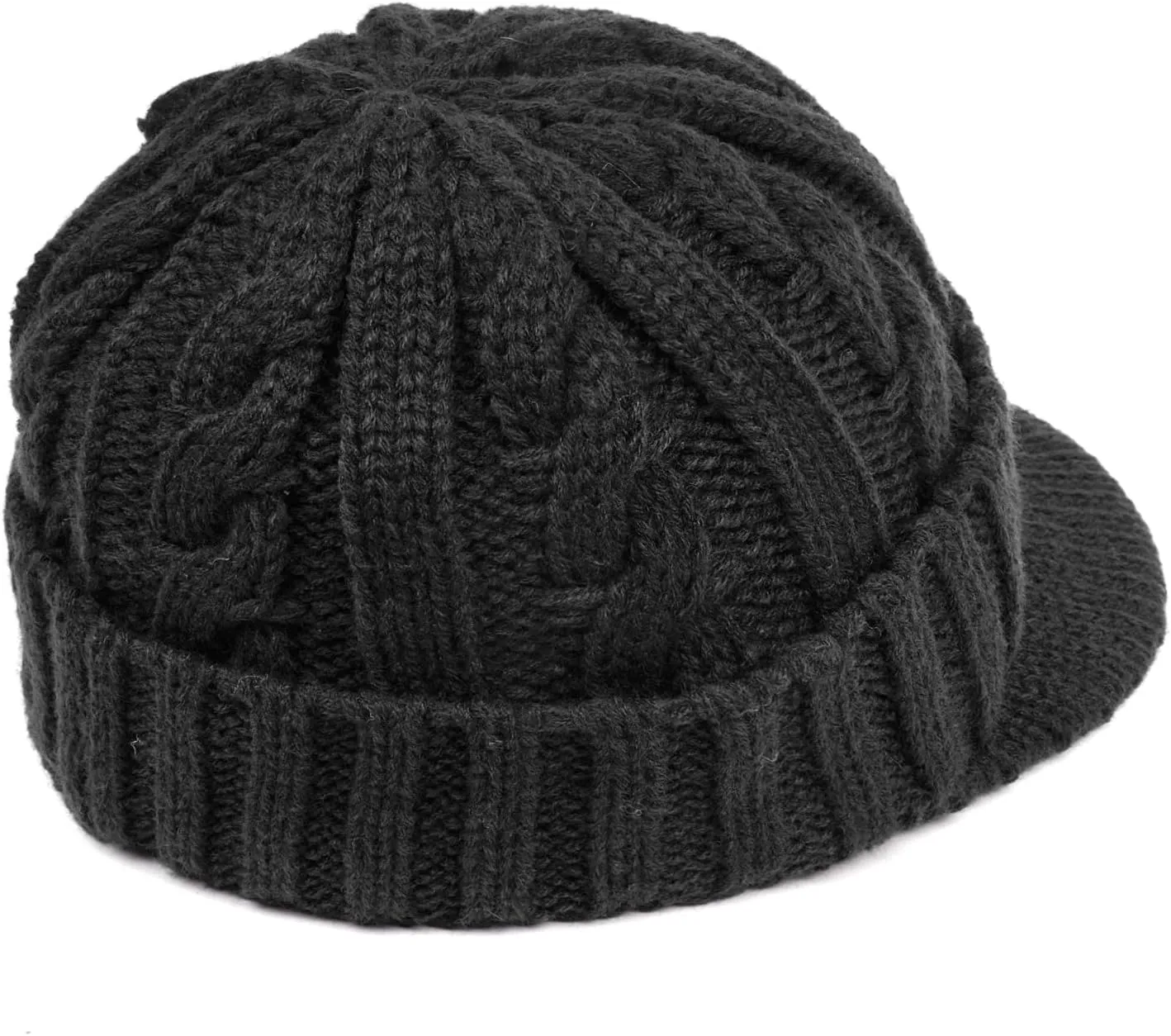 Clakllie Winter Visor Beanie Stretchy Cable Knitted Hats Stylish Skullcap Cold Weather Ski Snow Caps Cadet Newsboy Cap