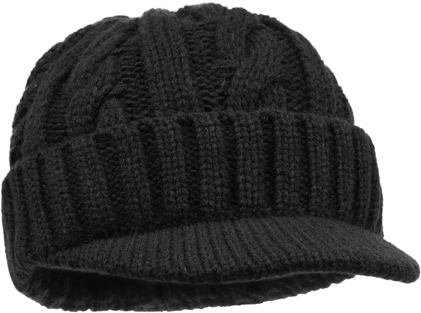 Clakllie Winter Visor Beanie Stretchy Cable Knitted Hats Stylish Skullcap Cold Weather Ski Snow Caps Cadet Newsboy Cap
