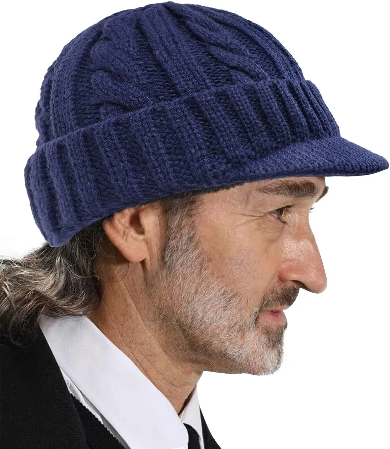 Clakllie Winter Visor Beanie Stretchy Cable Knitted Hats Stylish Skullcap Cold Weather Ski Snow Caps Cadet Newsboy Cap