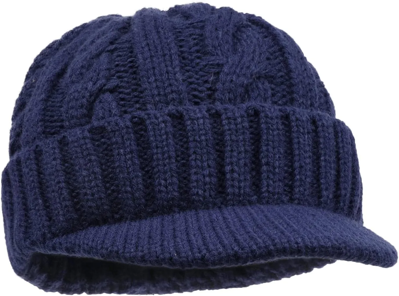 Clakllie Winter Visor Beanie Stretchy Cable Knitted Hats Stylish Skullcap Cold Weather Ski Snow Caps Cadet Newsboy Cap