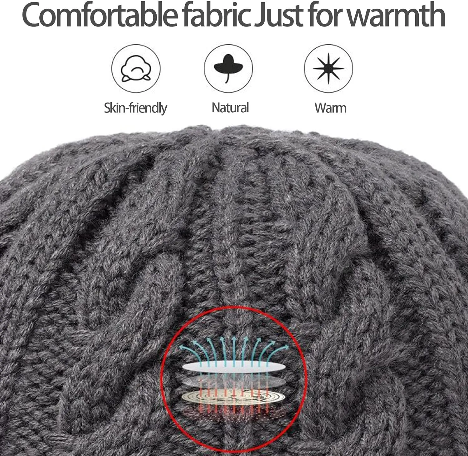 Clakllie Winter Visor Beanie Stretchy Cable Knitted Hats Stylish Skullcap Cold Weather Ski Snow Caps Cadet Newsboy Cap