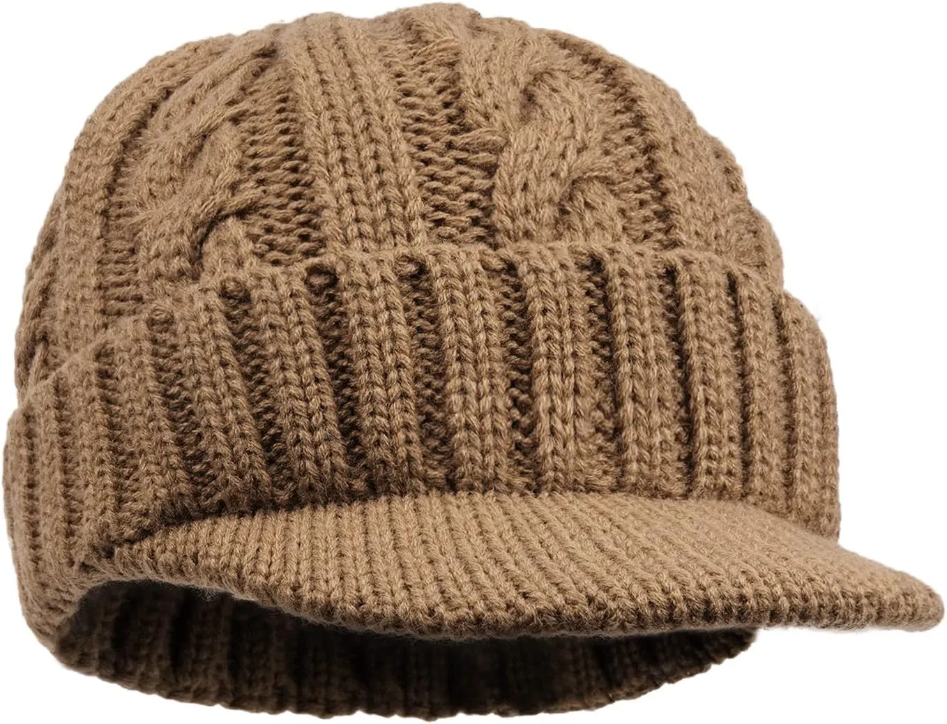 Clakllie Winter Visor Beanie Stretchy Cable Knitted Hats Stylish Skullcap Cold Weather Ski Snow Caps Cadet Newsboy Cap