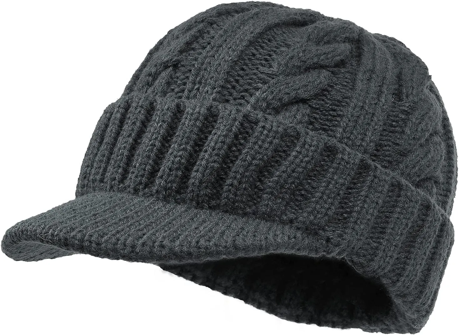 Clakllie Winter Visor Beanie Stretchy Cable Knitted Hats Stylish Skullcap Cold Weather Ski Snow Caps Cadet Newsboy Cap