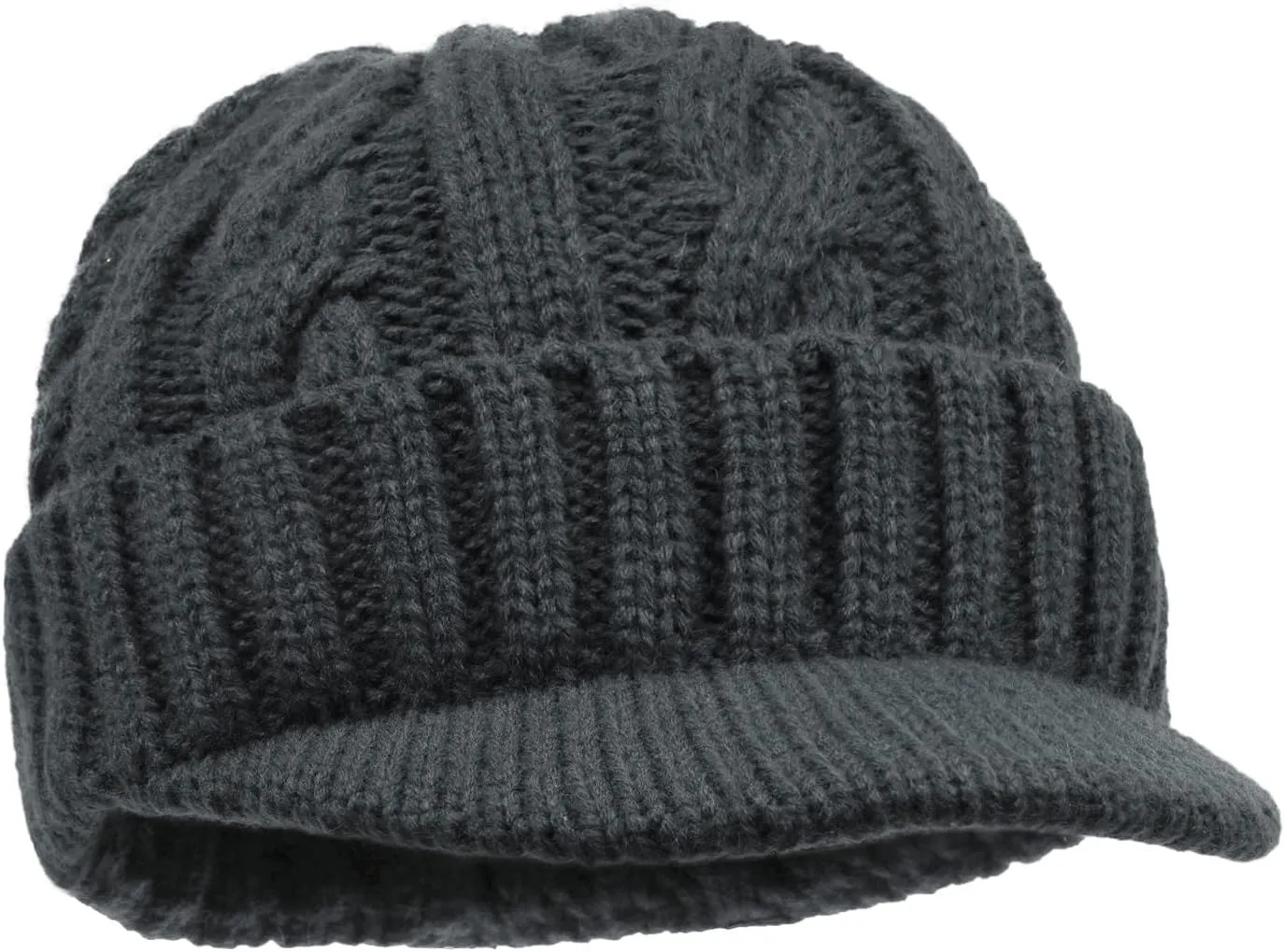 Clakllie Winter Visor Beanie Stretchy Cable Knitted Hats Stylish Skullcap Cold Weather Ski Snow Caps Cadet Newsboy Cap