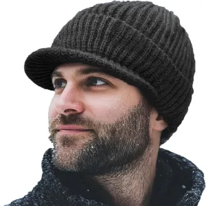 Clakllie Winter Visor Beanie Stretchy Cable Knitted Hats Stylish Skullcap Cold Weather Ski Snow Caps Cadet Newsboy Cap