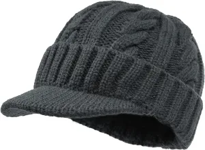 Clakllie Winter Visor Beanie Stretchy Cable Knitted Hats Stylish Skullcap Cold Weather Ski Snow Caps Cadet Newsboy Cap