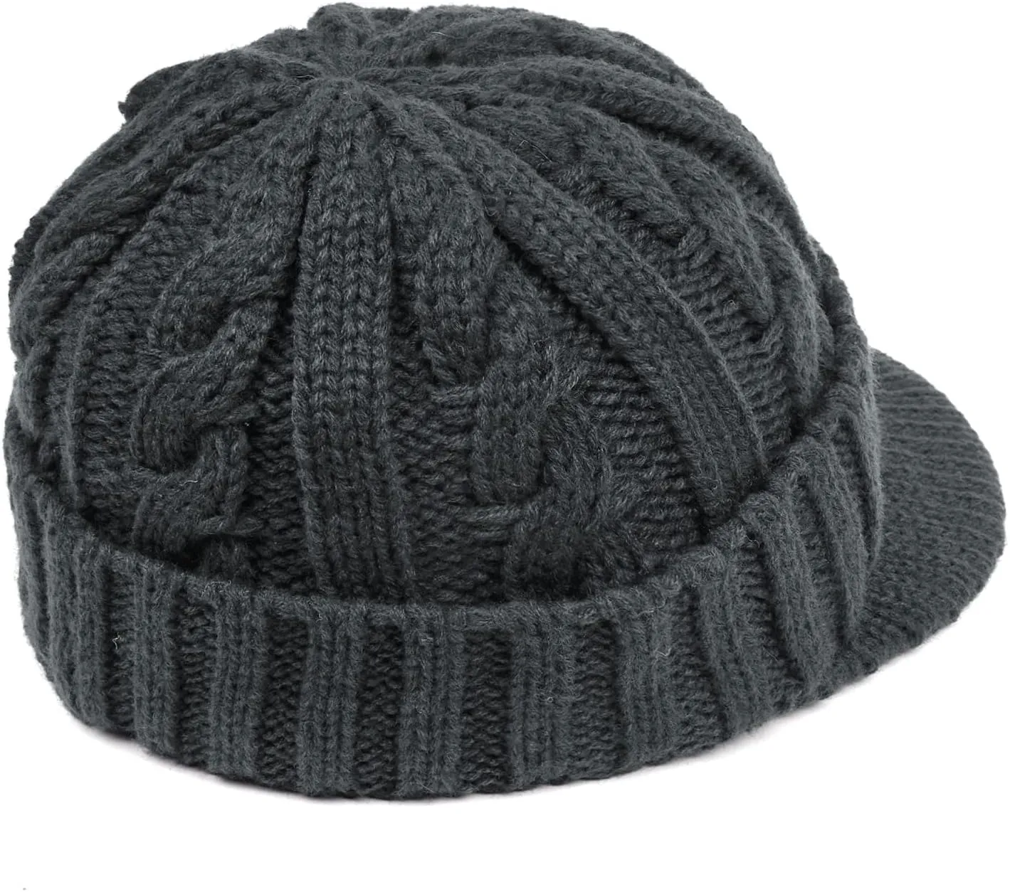 Clakllie Winter Visor Beanie Stretchy Cable Knitted Hats Stylish Skullcap Cold Weather Ski Snow Caps Cadet Newsboy Cap