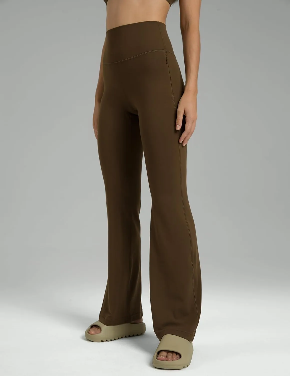 Colorfulkoala Women's Dreamlux High Waisted Flared Leggings with Zippered Pockets Wide Leg Yoga Pants 29.5" / 31.5" Inseam