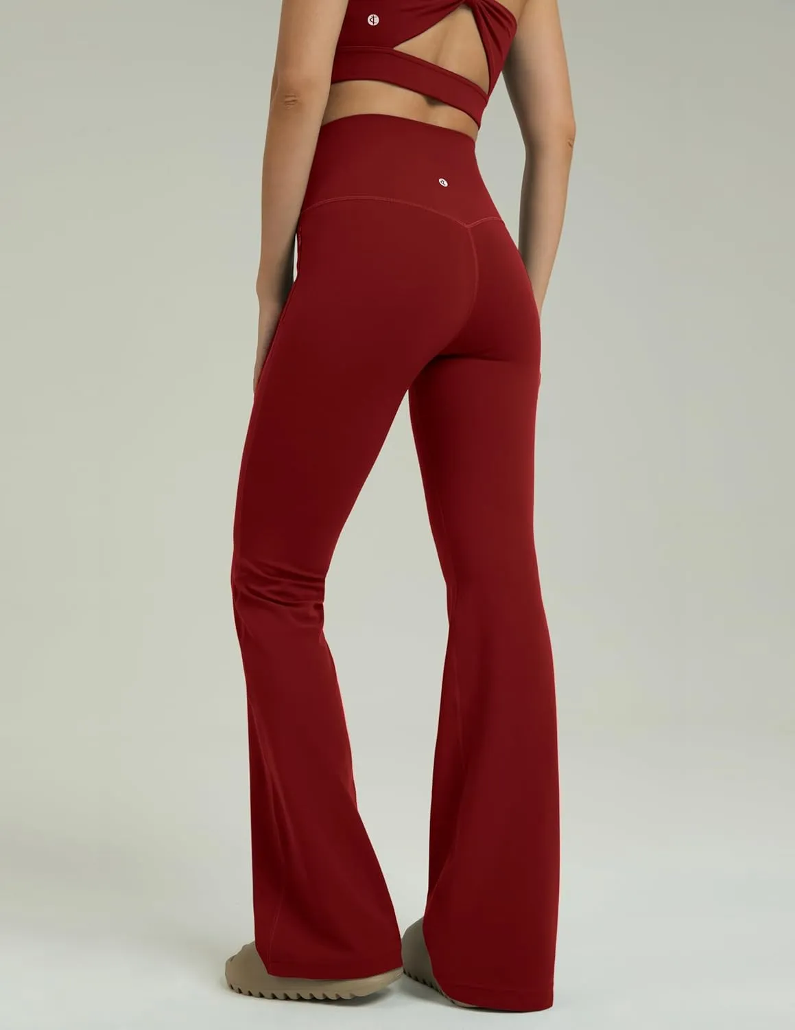 Colorfulkoala Women's Dreamlux High Waisted Flared Leggings with Zippered Pockets Wide Leg Yoga Pants 29.5" / 31.5" Inseam