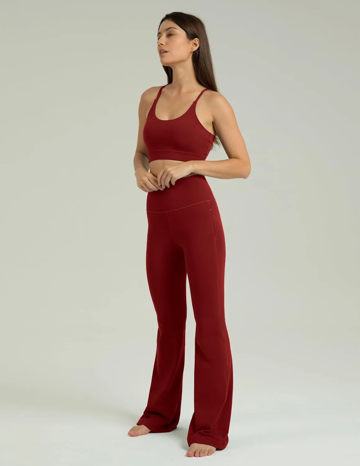 Colorfulkoala Women's Dreamlux High Waisted Flared Leggings with Zippered Pockets Wide Leg Yoga Pants 29.5" / 31.5" Inseam