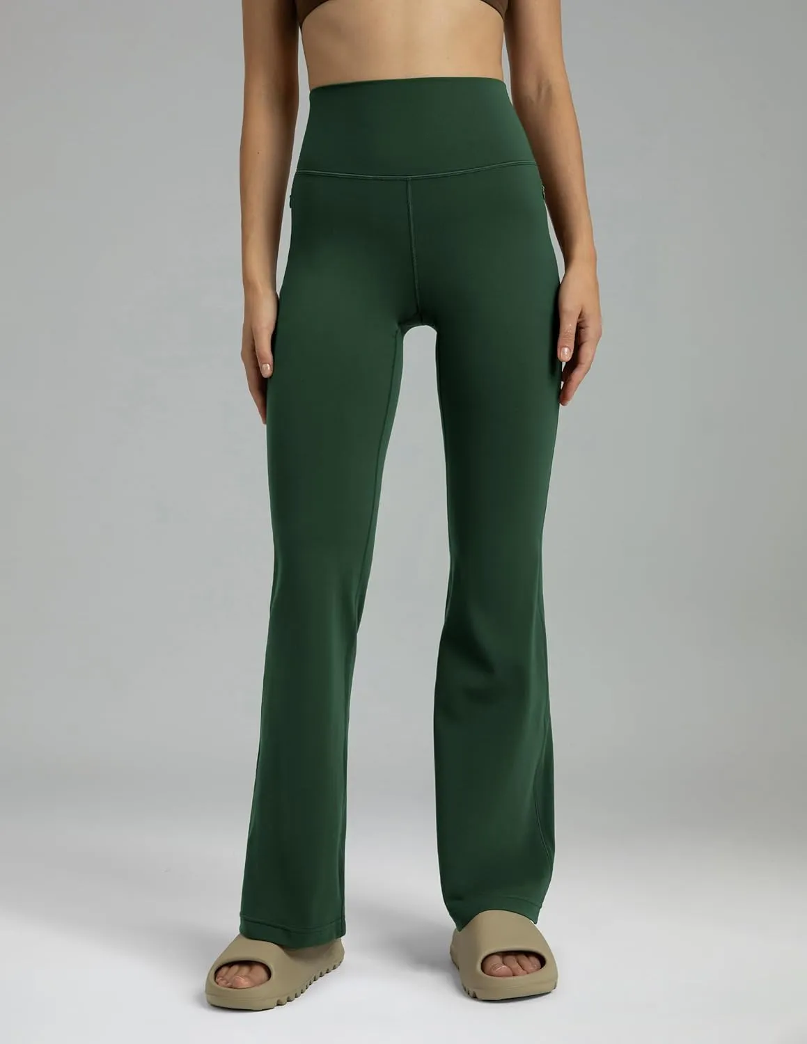 Colorfulkoala Women's Dreamlux High Waisted Flared Leggings with Zippered Pockets Wide Leg Yoga Pants 29.5" / 31.5" Inseam
