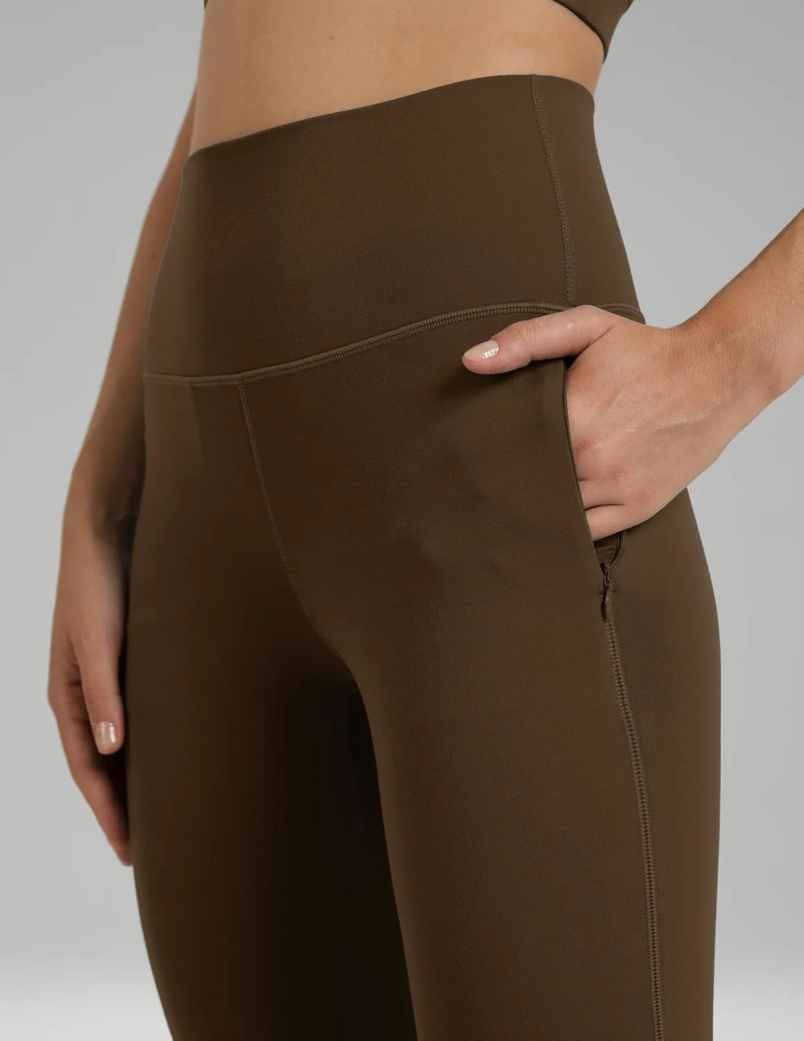 Colorfulkoala Women's Dreamlux High Waisted Flared Leggings with Zippered Pockets Wide Leg Yoga Pants 29.5" / 31.5" Inseam