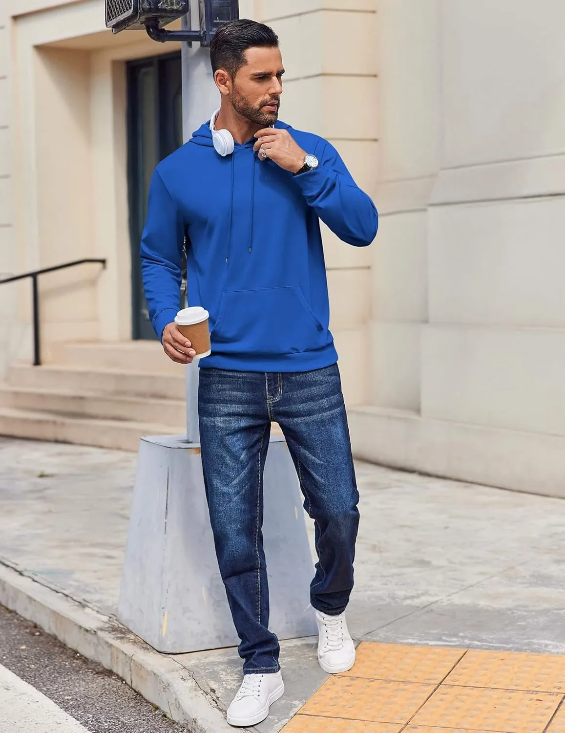 COOFANDY Mens Hoodies Pullover Long Sleeve Casual Fashion Sweatshirts Drawstring Gym Hooded Shirt with Kanga Pocket